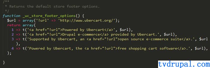 如何隐藏drupal ubercart的页脚信息