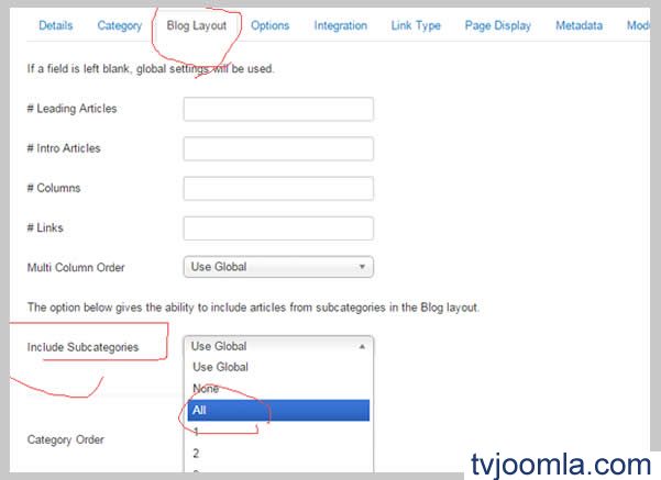 joomla如何显示子分类下的所有文章